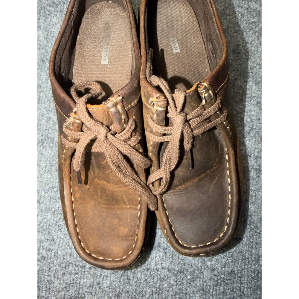 Clarks Padmore Brown Leather Moc Toe Lace Up Shoes Kids 5.5 UK 7.5 US